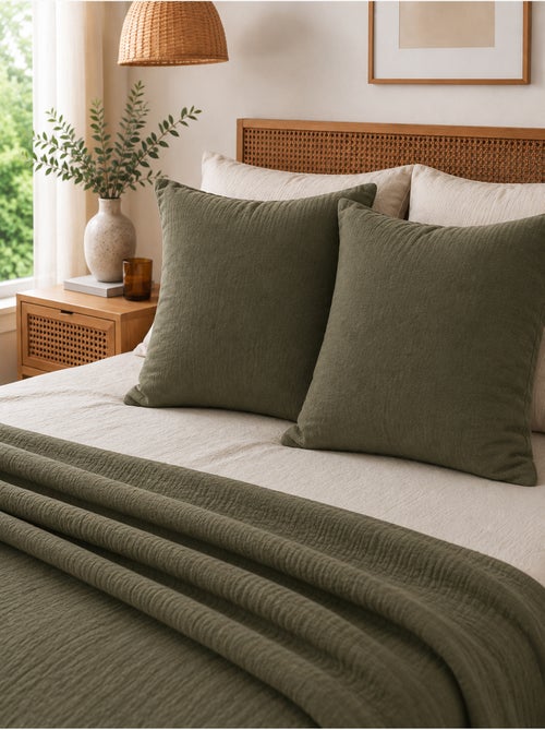 Lot de 2 Taies d’Oreiller – Double Gaze de Coton – GAÏA - Kiabi Lot de 2 Taies d’Oreiller – Double Gaze de Coton – GAÏA - Kiabi