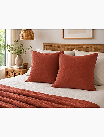Lot de 2 Taies d’Oreiller – Double Gaze de Coton – GAÏA