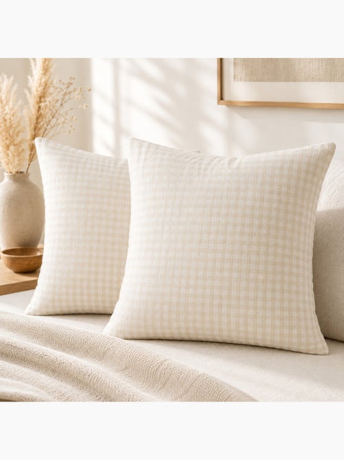 Lot de 2 Taies d'Oreiller Double Gaze de Coton VICKIE - Kiabi Lot de 2 Taies d'Oreiller Double Gaze de Coton VICKIE - Kiabi