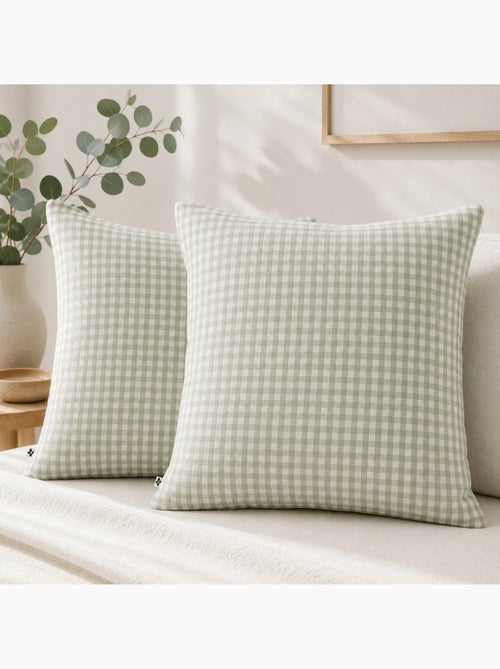 Lot de 2 Taies d'Oreiller Double Gaze de Coton VICKIE - Kiabi Lot de 2 Taies d'Oreiller Double Gaze de Coton VICKIE - Kiabi