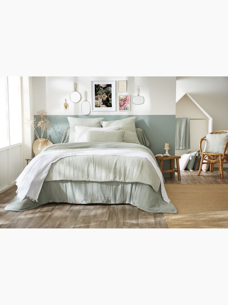 Lot de 2 Taies d'Oreiller Double Gaze de Coton VICKIE Vert clair - Kiabi