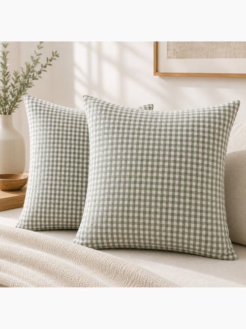 Lot de 2 Taies d'Oreiller Double Gaze de Coton VICKIE - Kiabi Lot de 2 Taies d'Oreiller Double Gaze de Coton VICKIE - Kiabi