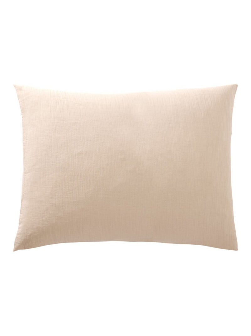Lot de 2 Taies d'oreiller en Gaze de Coton - Douces, Respirantes Beige - Kiabi