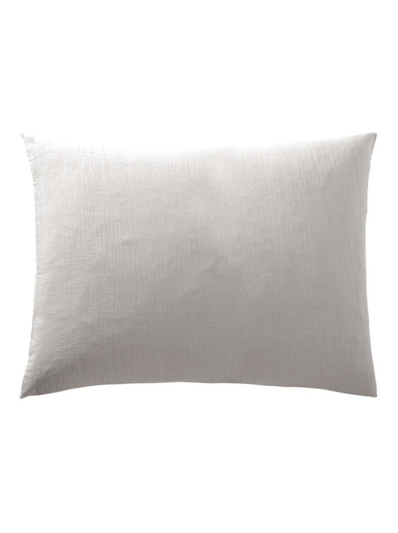 Lot de 2 Taies d'oreiller en Gaze de Coton - Douces, Respirantes Gris clair - Kiabi