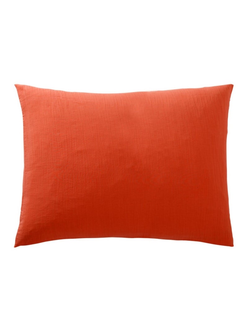 Lot de 2 Taies d'oreiller en Gaze de Coton - Douces, Respirantes Terracotta - Kiabi