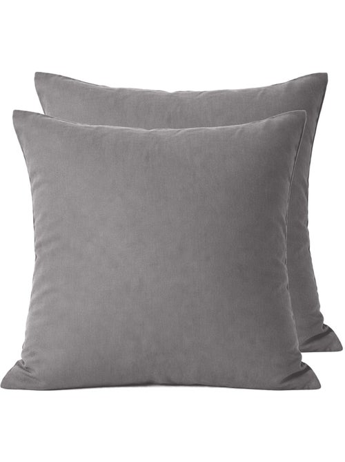 Lot de 2 taies d'oreiller en percale de coton uni gris - Mura - Kiabi Lot de 2 taies d'oreiller en percale de coton uni gris - Mura - Kiabi
