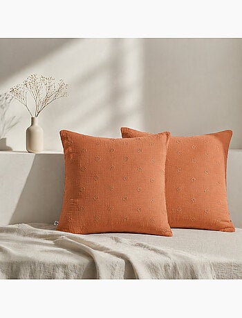 Lot de 2 Taies d’Oreiller – Gaze de Coton Brodée – GAÏA BOHO