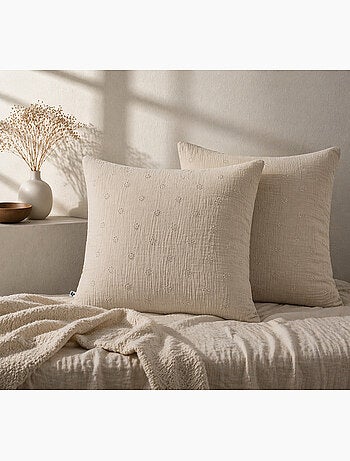 Lot de 2 Taies d’Oreiller – Gaze de Coton Brodée – GAÏA BOHO