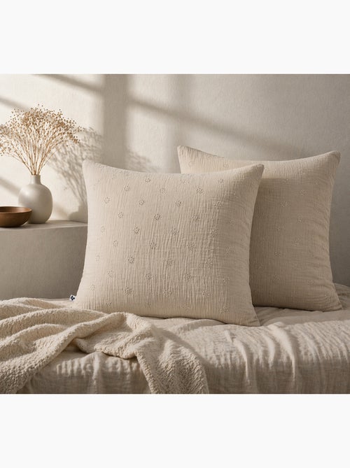 Lot de 2 Taies d’Oreiller – Gaze de Coton Brodée – GAÏA BOHO - Kiabi