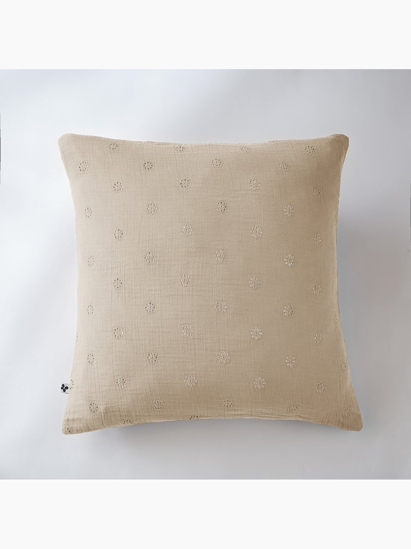 Lot de 2 Taies d’Oreiller – Gaze de Coton Brodée – GAÏA BOHO Beige clair - Kiabi