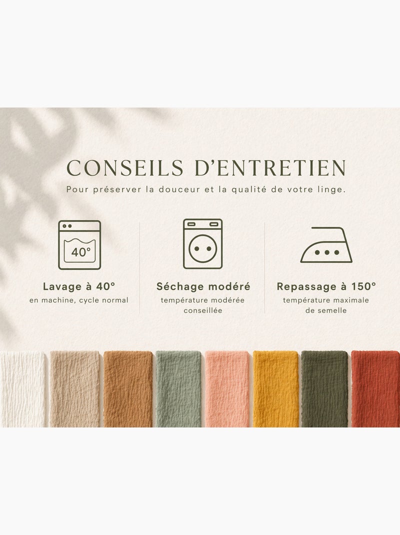 Lot de 2 Taies d’Oreiller – Gaze de Coton Brodée – GAÏA BOHO Beige clair - Kiabi