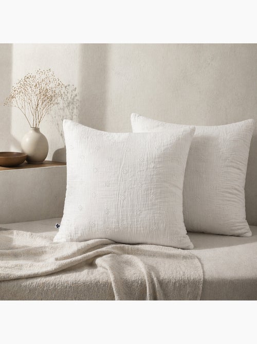 Lot de 2 Taies d’Oreiller – Gaze de Coton Brodée – GAÏA BOHO - Kiabi