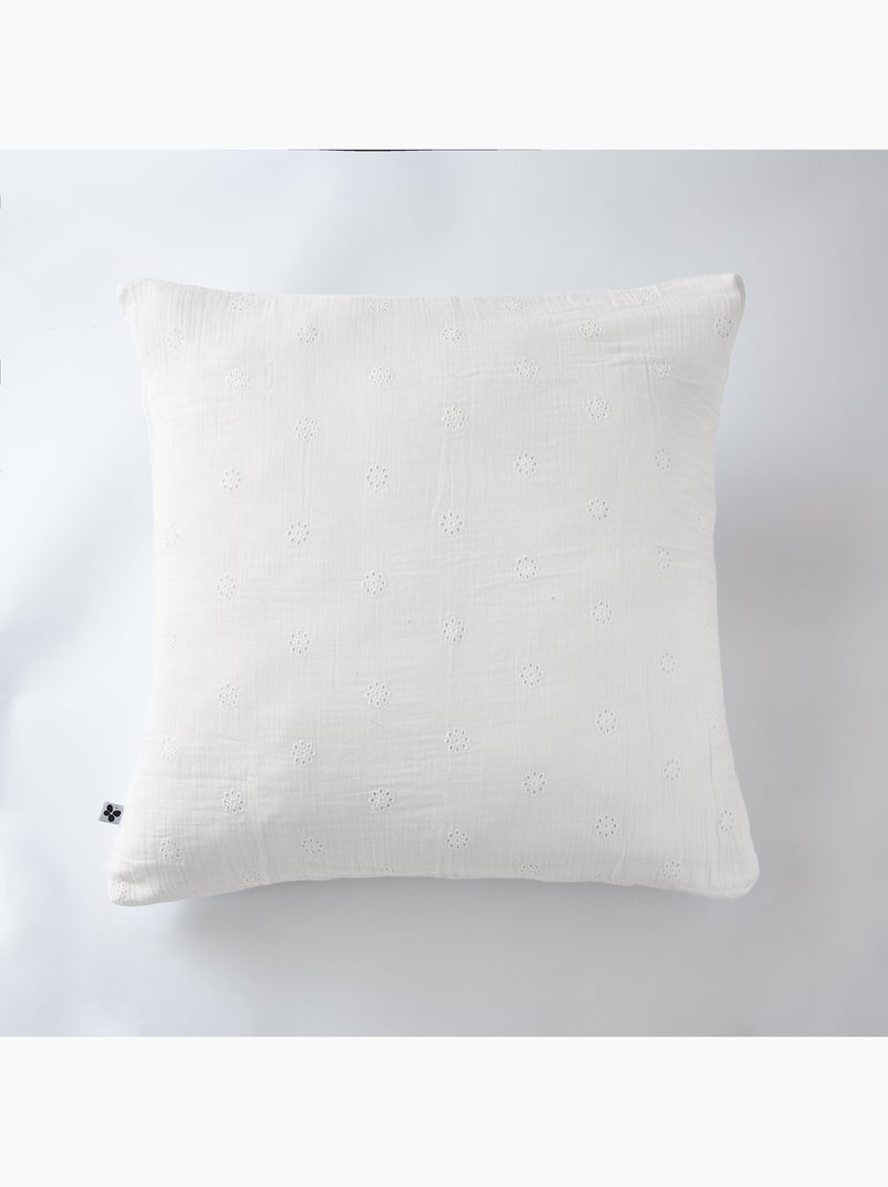 Lot de 2 Taies d’Oreiller – Gaze de Coton Brodée – GAÏA BOHO Blanc - Kiabi
