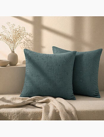 Lot de 2 Taies d’Oreiller – Gaze de Coton Brodée – GAÏA BOHO