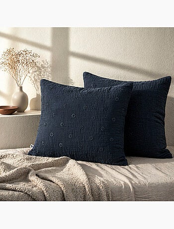 Lot de 2 Taies d’Oreiller – Gaze de Coton Brodée – GAÏA BOHO
