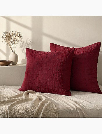 Lot de 2 Taies d’Oreiller – Gaze de Coton Brodée – GAÏA BOHO