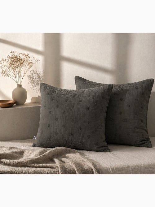 Lot de 2 Taies d’Oreiller – Gaze de Coton Brodée – GAÏA BOHO - Kiabi