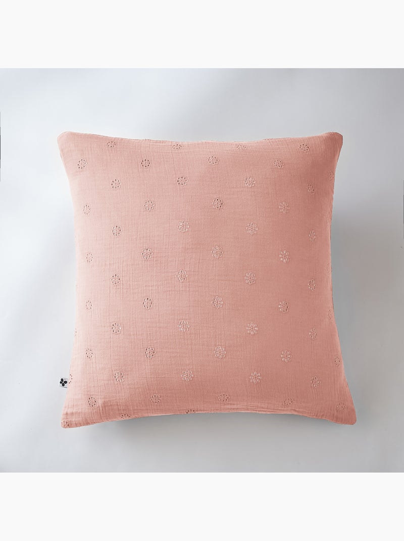 Lot de 2 Taies d’Oreiller – Gaze de Coton Brodée – GAÏA BOHO Peche - Kiabi