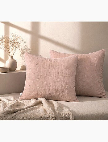 Lot de 2 Taies d’Oreiller – Gaze de Coton Brodée – GAÏA BOHO