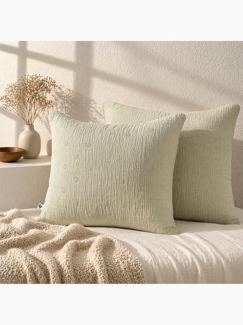 Lot de 2 Taies d’Oreiller – Gaze de Coton Brodée – GAÏA BOHO - Kiabi