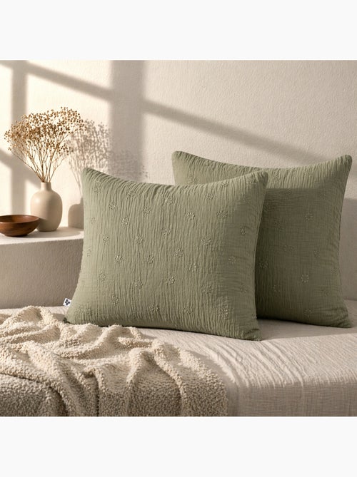 Lot de 2 Taies d’Oreiller – Gaze de Coton Brodée – GAÏA BOHO - Kiabi