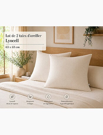 Lot de 2 taies d’oreiller Lyocell uni – LYSANDRE