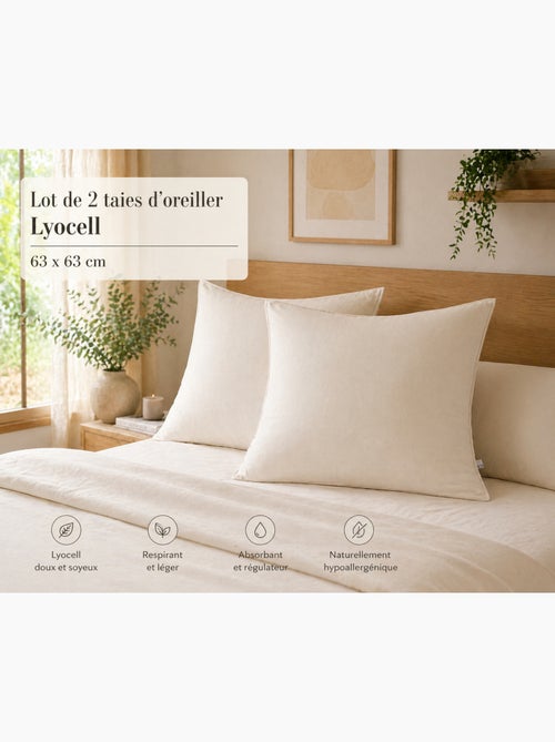 Lot de 2 taies d’oreiller Lyocell uni – LYSANDRE - Kiabi