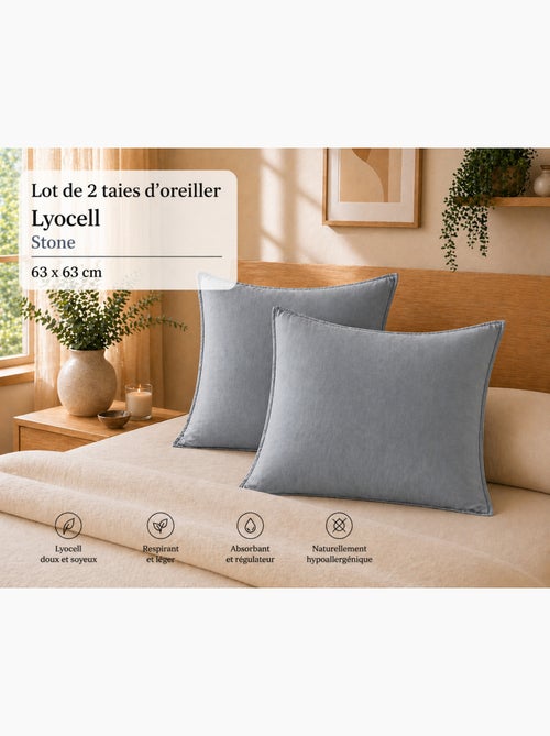 Lot de 2 taies d’oreiller Lyocell uni – LYSANDRE - Kiabi