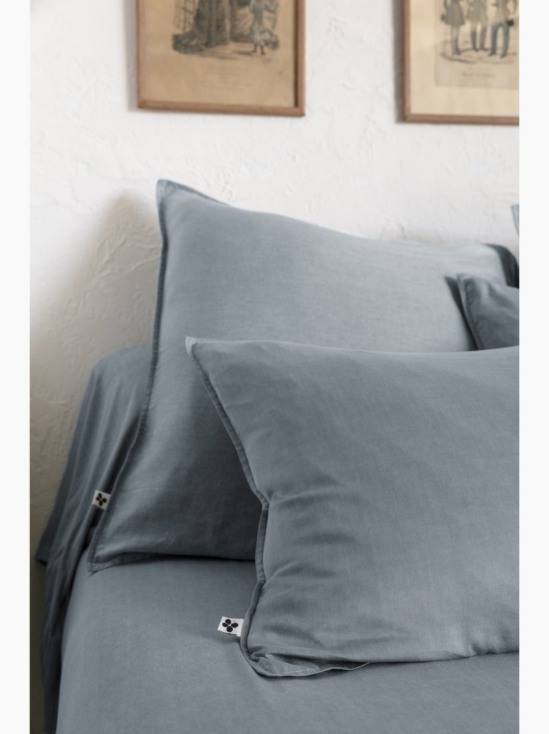 Lot de 2 taies d’oreiller Lyocell uni – LYSANDRE Bleu stone - Kiabi