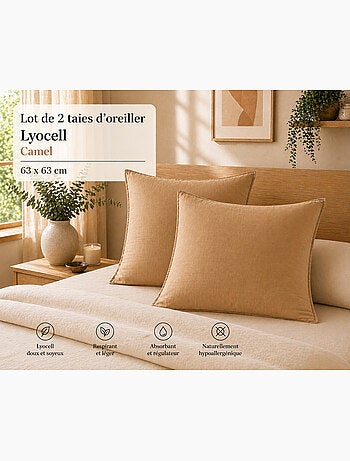 Lot de 2 taies d’oreiller Lyocell uni – LYSANDRE