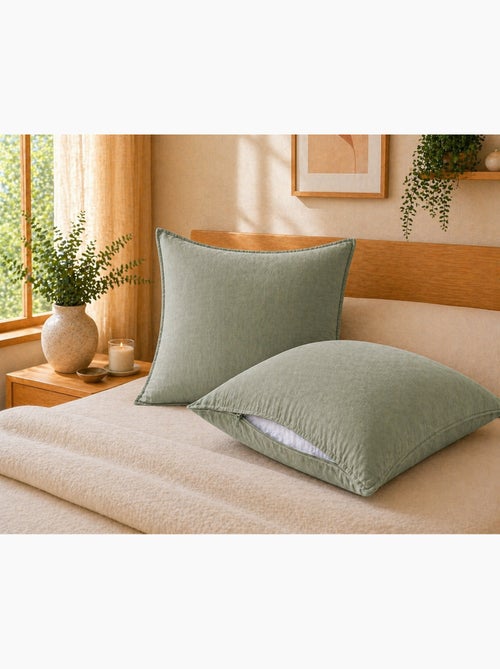 Lot de 2 taies d’oreiller lyocell uni – lysandre - Kiabi Lot de 2 taies d’oreiller lyocell uni – lysandre - Kiabi