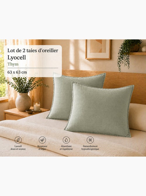 Lot de 2 taies d’oreiller lyocell uni – lysandre - Kiabi Lot de 2 taies d’oreiller lyocell uni – lysandre - Kiabi