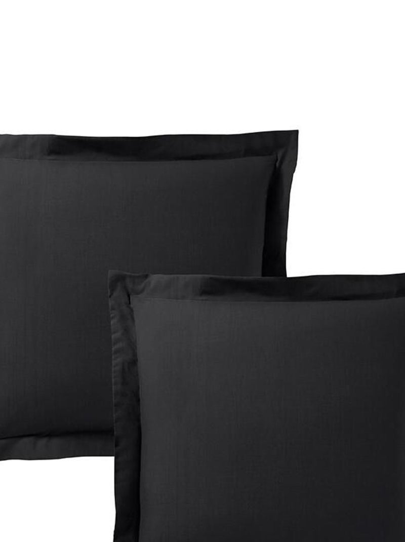 Lot De 2 Taies D'oreiller Noir 63x63 cm Volant Plat Piqué / 100% Coton / 57 Fils/cm² Noir - Kiabi