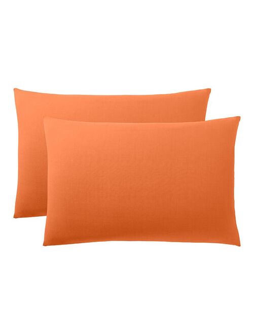 Lot De 2 Taies D'oreiller Orange 50 X 70 Cm / 100% Coton / 57 Fils/cm² - Kiabi