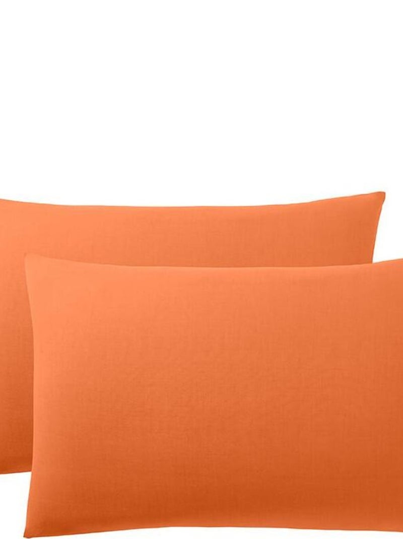 Lot De 2 Taies D'oreiller Orange 50 X 70 Cm / 100% Coton / 57 Fils/cm² Orange - Kiabi