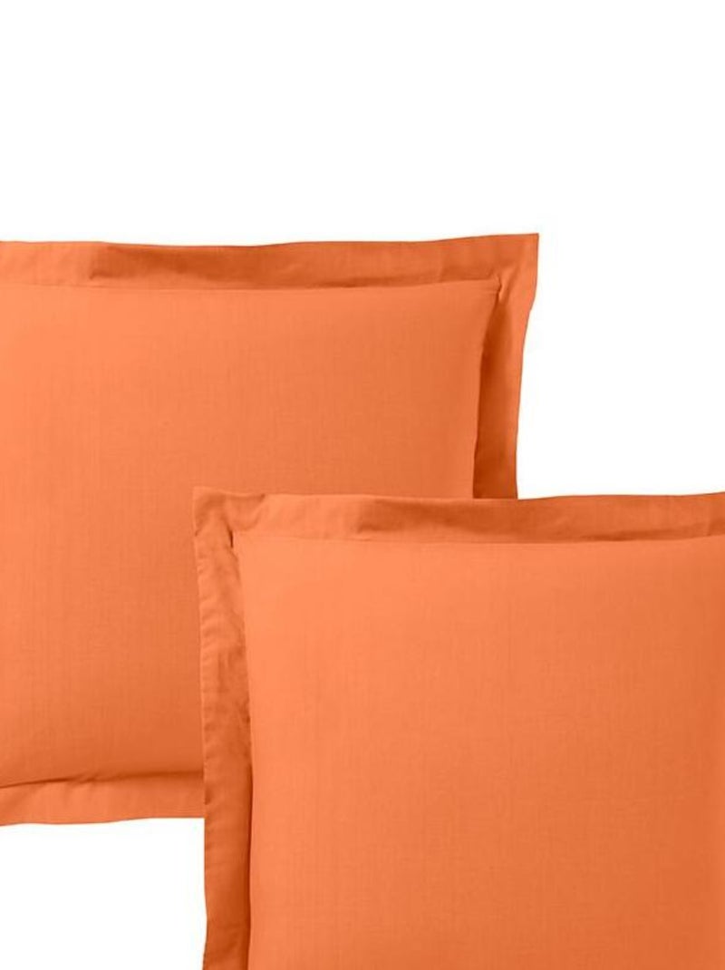 Lot De 2 Taies D'oreiller Orange 63x63 cm Volant Plat Piqué / 100% Coton / 57 Fils/cm² Orange - Kiabi