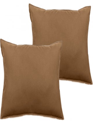 Lot de 2 taies d'oreiller Palace pur coton teint lavé 63 fils/cm² Vent du sud - Palace Cognac - Lot