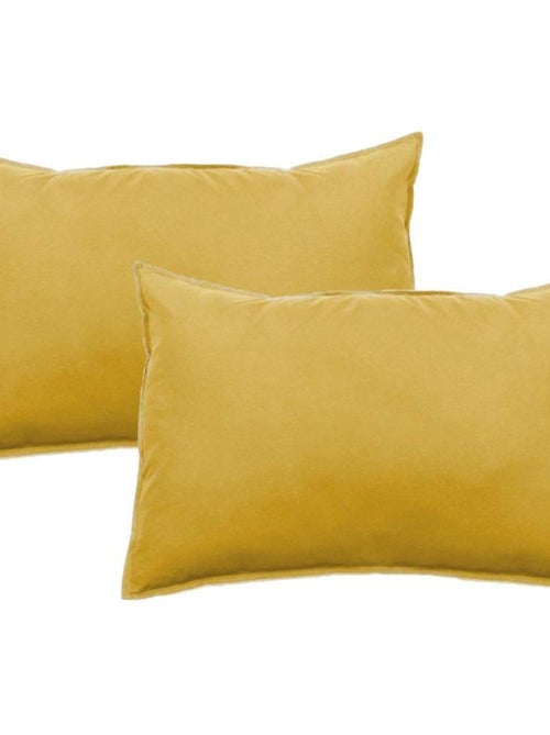 Lot de 2 taies d'oreiller Palace pur coton teint lavé 63 fils/cm² Vent du sud - Palace Curry - Lot d - Kiabi