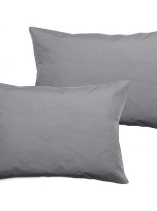 Lot de 2 taies d'oreiller percale pur coton peigné longues fibres 80 fils/cm² Vent du sud - Acier -