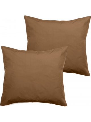 Lot de 2 taies d'oreiller percale pur coton peigné longues fibres 80 fils/cm² Vent du sud - Cognac -
