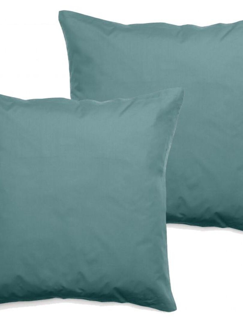 Lot de 2 taies d'oreiller percale pur coton peigné longues fibres 80 fils/cm² Vent du sud Bleu azur - Kiabi