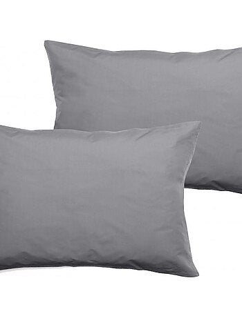 Lot de 2 taies d'oreiller percale pur coton peigné longues fibres 80 fils/cm² Vent du sud