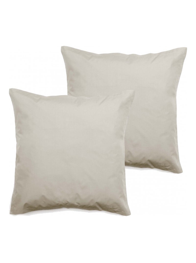 Lot de 2 taies d'oreiller percale pur coton peigné longues fibres Vent du sud - Ivoire - Ivoire - Kiabi