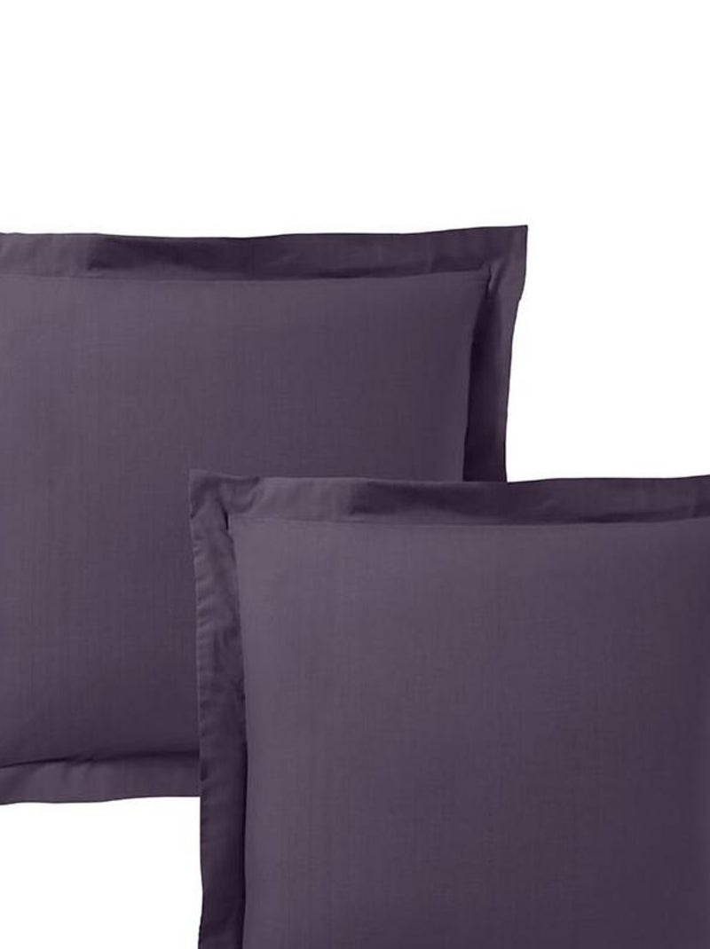 Lot De 2 Taies D'oreiller Prune 63x63 cm Volant Plat Piqué / 100% Coton / 57 Fils/cm² Violet - Kiabi
