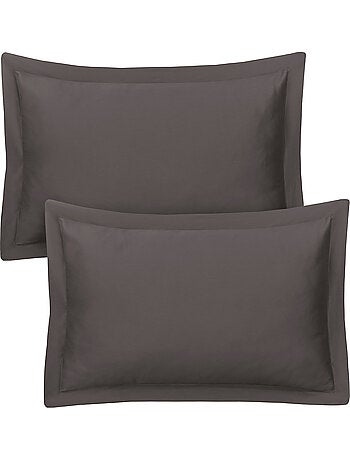 Lot de 2 taies d'oreiller satin de coton anthracite