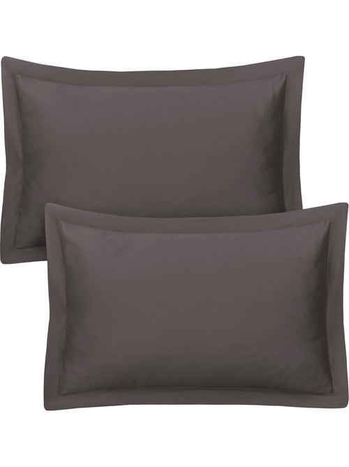 Lot de 2 taies d'oreiller satin de coton anthracite - Kiabi Lot de 2 taies d'oreiller satin de coton anthracite - Kiabi