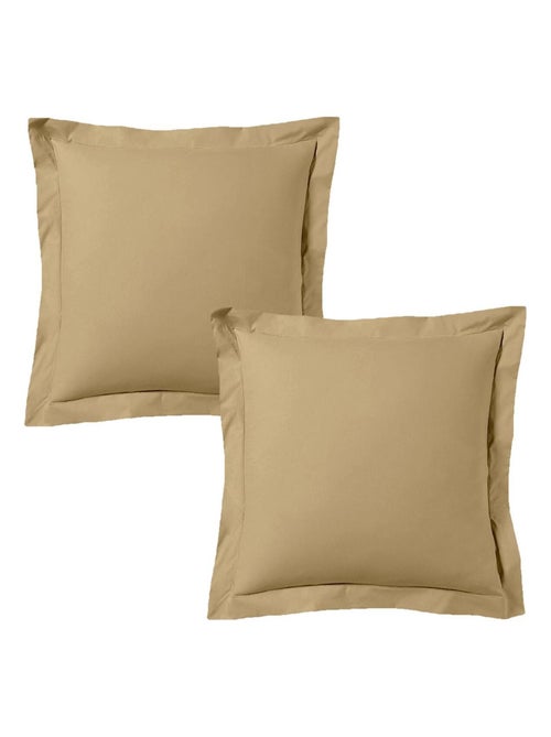 Lot de 2 taies d'oreiller satin de coton beige - Kiabi