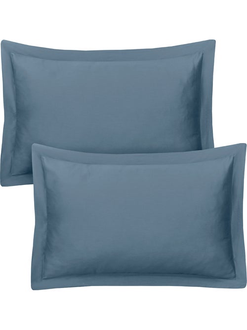 Lot de 2 taies d'oreiller satin de coton bleu - Kiabi Lot de 2 taies d'oreiller satin de coton bleu - Kiabi