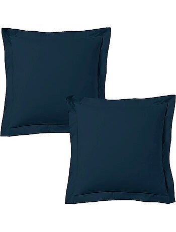 Lot de 2 taies d'oreiller satin de coton bleu