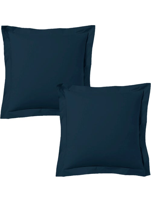 Lot de 2 taies d'oreiller satin de coton bleu - Kiabi